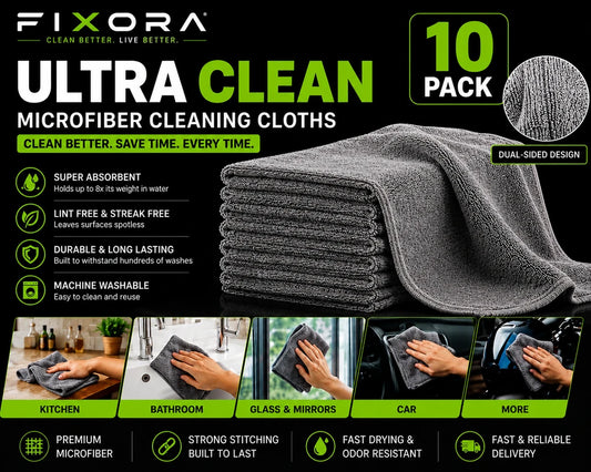 Fixora™ Ultra Clean Microfiber Cloths